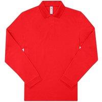 B&C Men's My Long-Sleeved Polo Shirt in Red | Size: Large