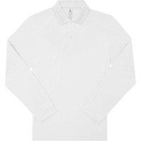 B&C Men's My Long-Sleeved Polo Shirt in White | Size: 2XL