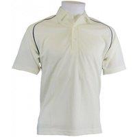 Carta Sport Men's Contrast Piping Cricket Shirt in Off-White | Size: XL