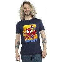 Marvel Men's Spidey & His Amazing Friends Flying T-Shirt in Navy | Size: 3XL
