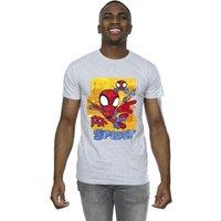 Marvel Men's Spidey & His Amazing Friends Flying T-Shirt in Grey | Size: 5XL