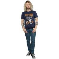 Tom & Jerry Men's Spinning Basketball Cotton T-Shirt in Navy | Size: 3XL