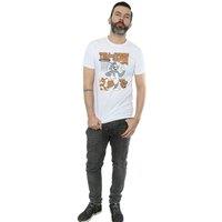 Tom & Jerry Men's Spinning Basketball Cotton T-Shirt in White | Size: Small