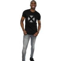 X-Men Men's Distressed Emblem Cotton T-Shirt in Black | Size: 3XL