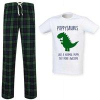 60 SECOND MAKEOVER Men's Poppy Dinosaur Tartan Pyjama Set in Green | Size: XL