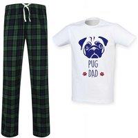 60 SECOND MAKEOVER Men's Pug Dad Tartan Pyjama Set in Green | Size: Large