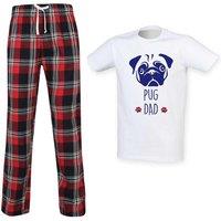 60 SECOND MAKEOVER Men's Pug Dad Tartan Pyjama Set in Red | Size: Large