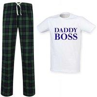 60 SECOND MAKEOVER Men's Daddy Boss Tartan Pyjama Set in Green | Size: 2XL