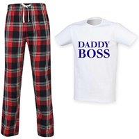 60 SECOND MAKEOVER Men's Daddy Boss Tartan Pyjama Set in Red | Size: Small
