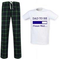 60 SECOND MAKEOVER Men's Dad To Be Loading Tartan Pyjama Set in Green | Size: XL