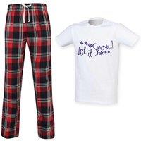 60 SECOND MAKEOVER Men's Let It Snow Christmas Tartan Pyjama Set in Red | Size: Small