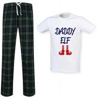 60 SECOND MAKEOVER Men's Daddy Elf Tartan Pyjama Set in Green | Size: Large