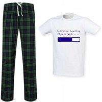 60 SECOND MAKEOVER Men's Caffeine Loading Please Wait Tartan Pyjama Set in Green | Size: Small