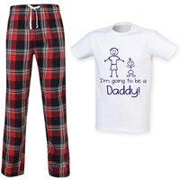 60 SECOND MAKEOVER Men's I'm Going To Be A Daddy Tartan Pyjama Set in Red | Size: 2XL