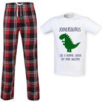 60 SECOND MAKEOVER Men's Joiner Dinosaur Tartan Pyjama Set in Red | Size: Small