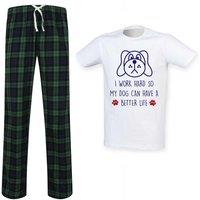 60 SECOND MAKEOVER Men's I Work Hard So My Dog Can Have A Better Life Pyjama Set in Green | Size: Medium