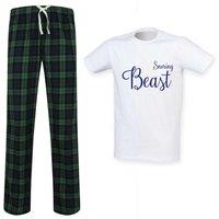 60 SECOND MAKEOVER Men's Snoring Beast Pyjama Set in Green | Size: XS