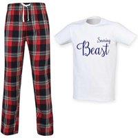 60 SECOND MAKEOVER Men's Snoring Beast Pyjama Set in Red | Size: XS