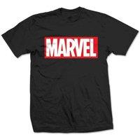 Marvel Comics Men's Box Logo Cotton T-Shirt in Black | Size: XL