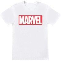Marvel Comics Men's Box Logo Cotton T-Shirt in White | Size: XL
