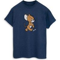 Tom & Jerry Men's Mouse Cotton T-Shirt in Navy | Size: Large