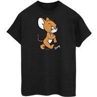 Tom & Jerry Men's Mouse Cotton T-Shirt in Black | Size: Medium