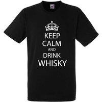 60 SECOND MAKEOVER Men's Keep Calm & Drink Whisky T-Shirt in Black | Size: Small