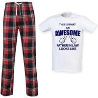 60 SECOND MAKEOVER Men's This Is What An Awesome Father In Law Looks Like Tartan Pyjama Set in Red | Size: Small