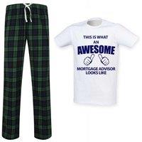 60 SECOND MAKEOVER Men's This Is What An Awesome Mortgage Advisor Looks Like Tartan Pyjama Set in Green | Size: XL