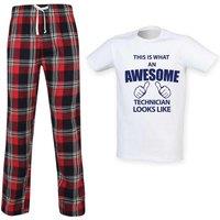 60 SECOND MAKEOVER Men's This Is What An Awesome Technician Looks Like Tartan Pyjama Set in Red | Size: Large