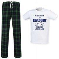 60 SECOND MAKEOVER Men's This Is What An Awesome Farmer Looks Like Tartan Pyjama Set in Green | Size: Small