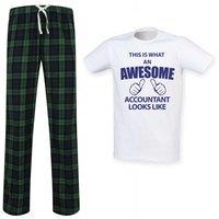 60 SECOND MAKEOVER Men's This Is What An Awesome Accountant Looks Like Tartan Pyjama Set in Green | Size: XS