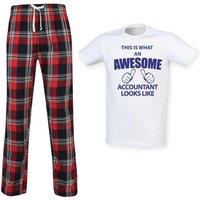 60 SECOND MAKEOVER Men's This Is What An Awesome Accountant Looks Like Tartan Pyjama Set in Red | Size: Large