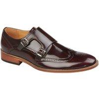 Goor Men's Twin Buckle Leather Brogues in Maroon | Size: 10