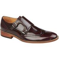 Goor Men's Twin Buckle Leather Brogues in Maroon | Size: 9