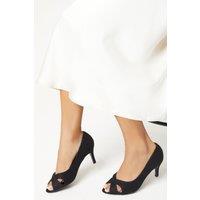 Good For the Sole Women's : Wide Fit Honey Peep Toe Court Shoes in Natural Black | Size: 3
