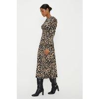 Dorothy Perkins Women's Leopard Keyhole Jersey Midi Dress | Size: 8