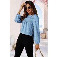 FS Collection Women's Lace Detail long sleeve Blouse Top In Blue | Size: XS