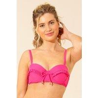 Beachcomber Women's Underwired Frill Bikini Top in Bright Pink | Size: 16