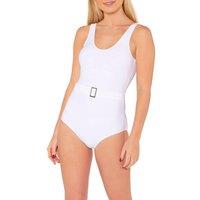 Beachcomber Women's Belted Swimsuit in White | Size: 16