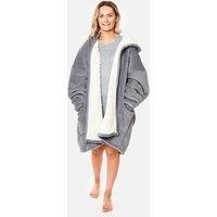 OHS Women's Zip Up Oversized Sherpa Fleece Hoodie Blanket in Charcoal