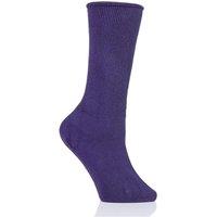 SOCKSHOP Iomi Women's 1 Pair FootNurse Oedema Extra Wide Cotton Socks in Purple | Size: 4-7