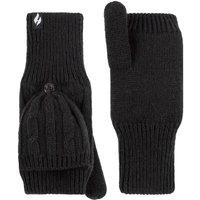 SOCKSHOP Heat Holders Women's 1 Pair Ash Cable Knit Converter Mittens in Black