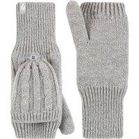 SOCKSHOP Heat Holders Women's 1 Pair Ash Cable Knit Converter Mittens in Light Grey