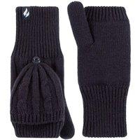 SOCKSHOP Heat Holders Women's 1 Pair Ash Cable Knit Converter Mittens in Navy