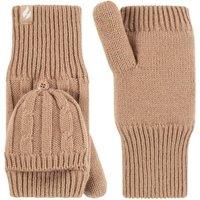 SOCKSHOP Heat Holders Women's 1 Pair Ash Cable Knit Converter Mittens in Beige