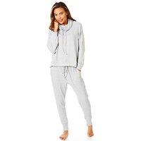 Pretty Woman Women's Knit Hooded Top & Joggers Twosie Set in Grey | Size: Large/XL
