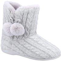 Fleet & Foster Women's Apple Knitted Bootie Slipper in Grey | Size: 8