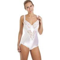 Camille Women's Luxurious Underwired Non Padded Floral Lace Shapewear Body in White | Size: 34F