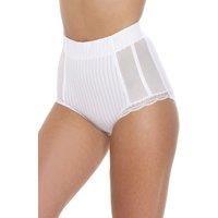 Camille Women's Two Pack High Waisted Mesh Support Panel Control Briefs in White | Size: 20